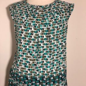 Liz Claiborne sleeveless blouse shirt top tank green career draped pleated M